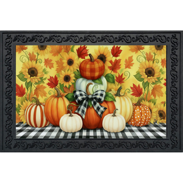 HARVEST PUMPKIN STACK DOORMAT