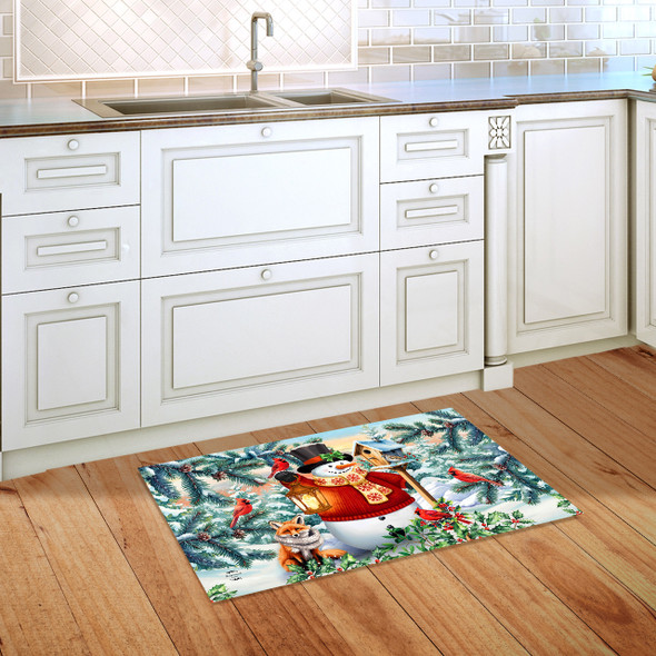 WINTER LANTERN SNOWMAN DOORMAT