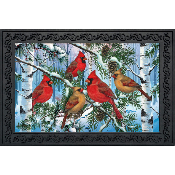 WOODLAND WINTER CARDINALS DOORMAT