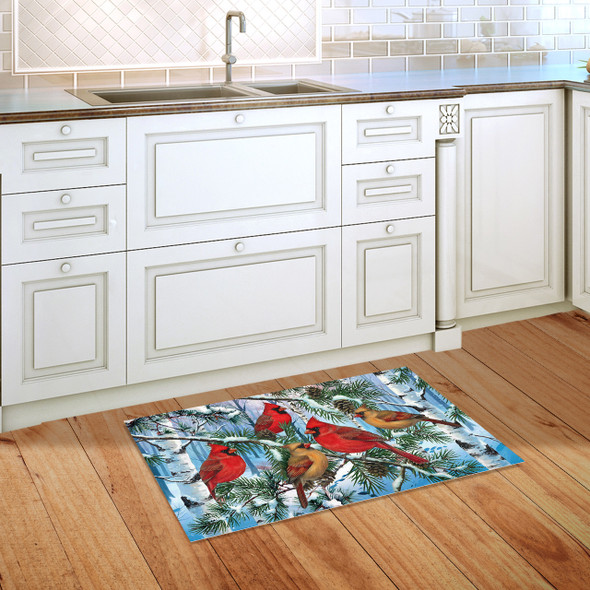 WOODLAND WINTER CARDINALS DOORMAT