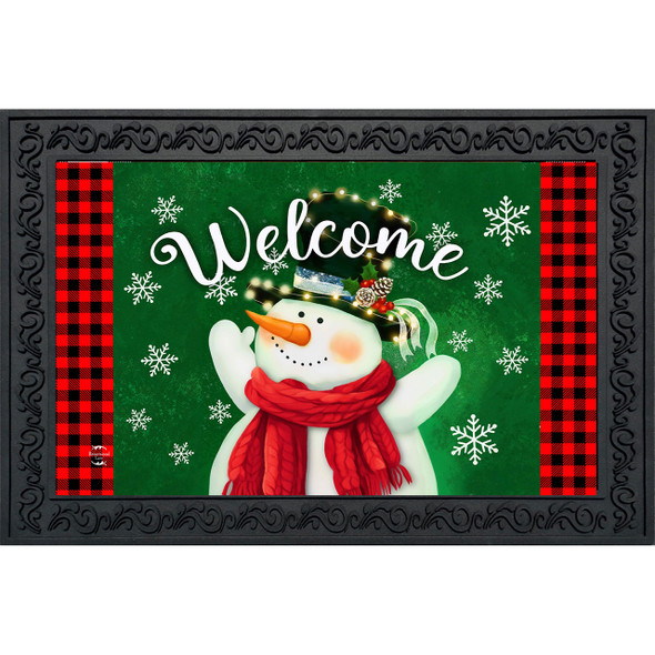 SNOWMAN IN LIGHTS DOORMAT