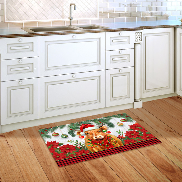 HOLIDAY HIGHLAND COW DOORMAT