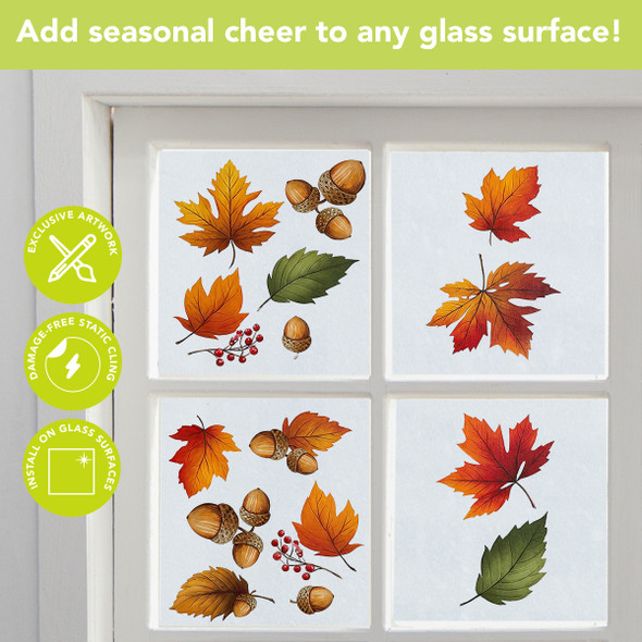 AUTUMN COLOR LEAVES WINDOW CLINGS