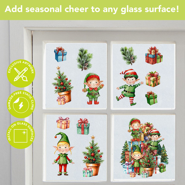 SANTA'S ELVES WINDOW CLINGS