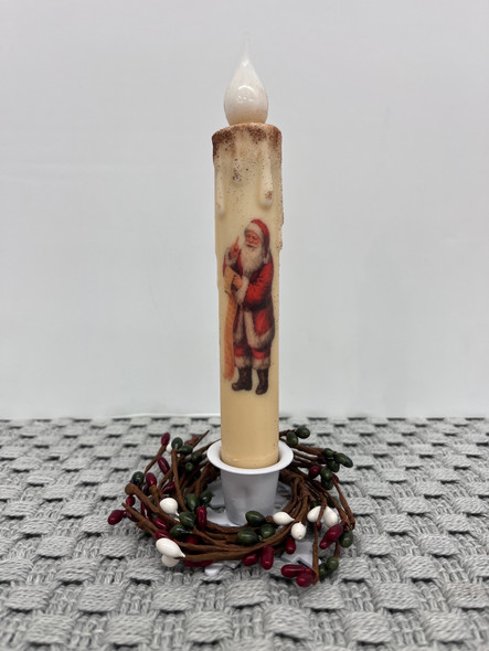 7" SANTA W/ LIST TIMER TAPER CANDLE (152431-768)