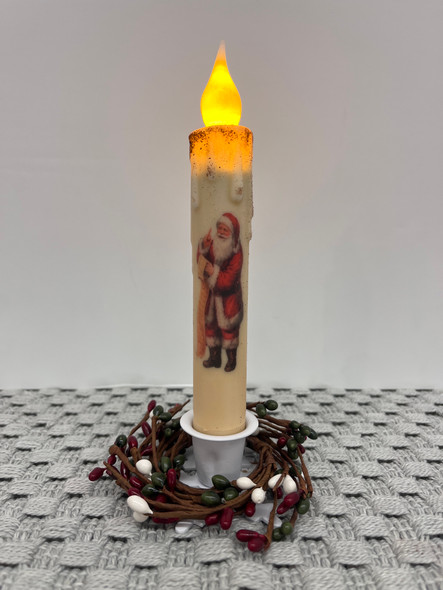 7" SANTA W/ LIST TIMER TAPER CANDLE (152431-768)