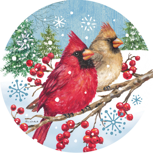 WINTER CARDINALS ACCENT MAGNET