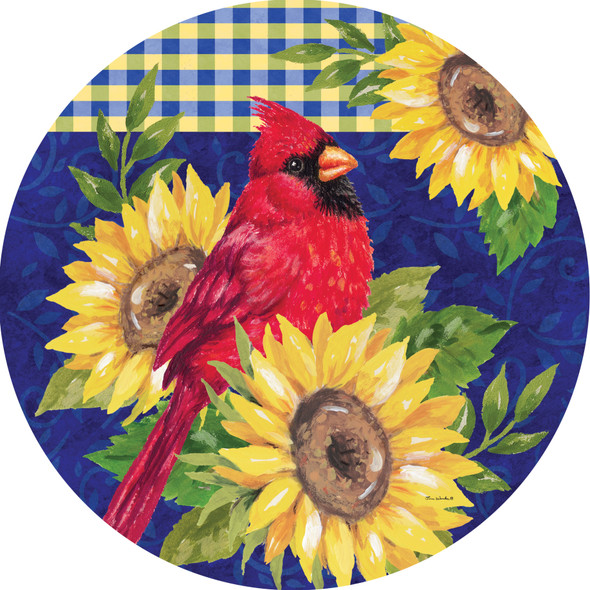 CARDINAL AND SUNFLOWERS ACCENT MAGNET