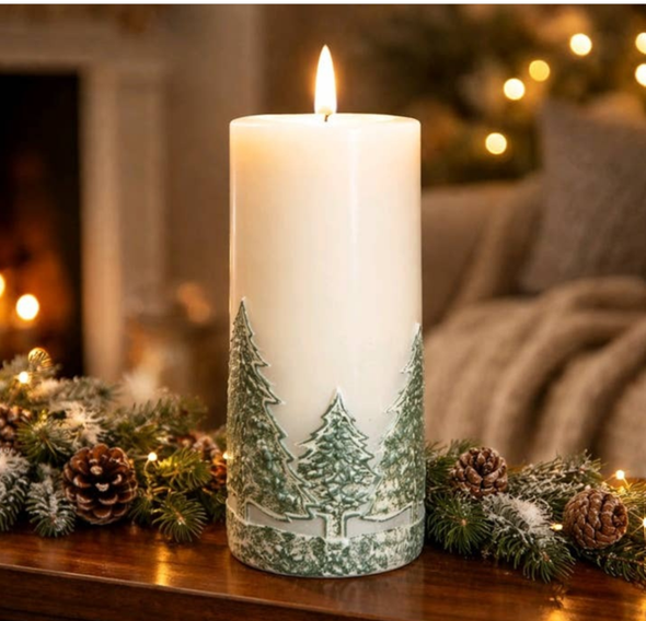Holiday Green Tree Candle  3" x 6"