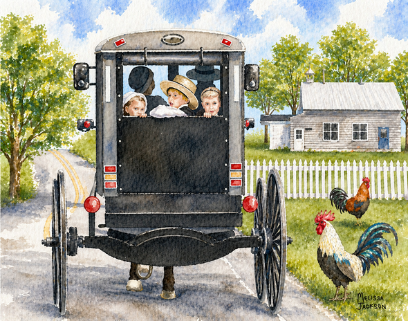 AMISH CHILDREN BUGGY RIDE SHELFIE