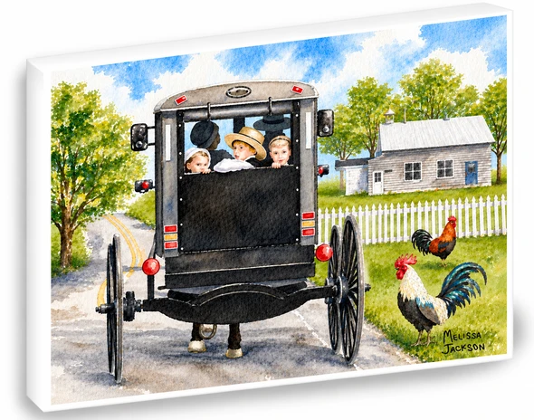 AMISH CHILDREN BUGGY RIDE SHELFIE-3D