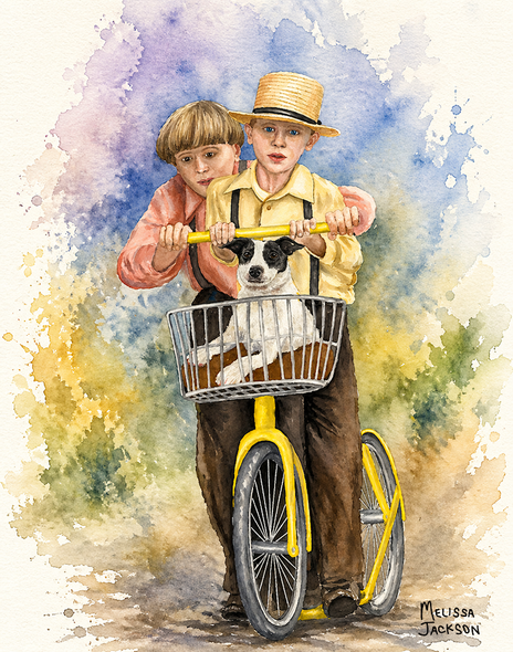 AMISH BOYS ON SCOOTER SHELFIE
