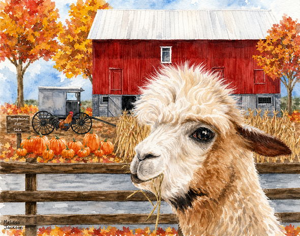 LLAMA IN THE FALL SHELFIE
