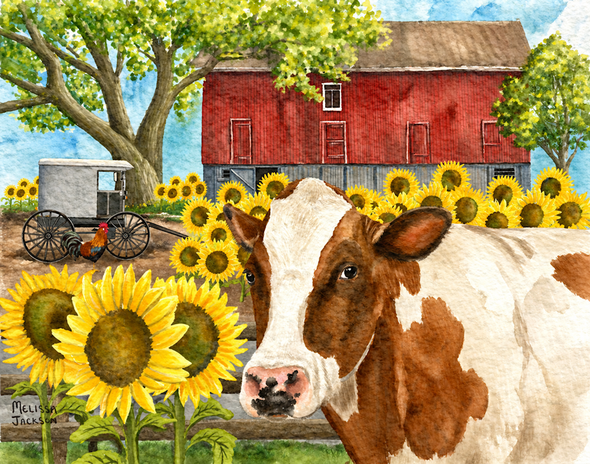 SUNFLOWERS AND COW SHELFIE