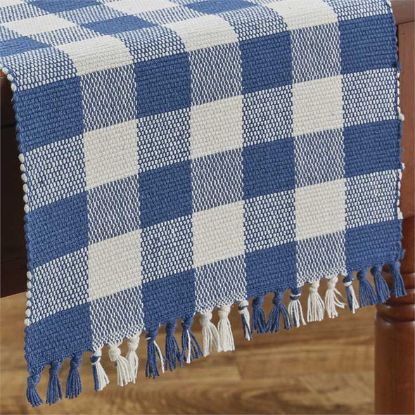 Wicklow Check Table Runner - China Blue - 13 X 36