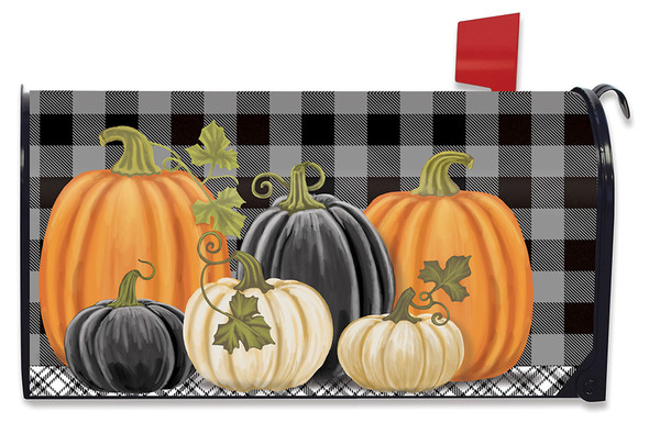 Checkered Pumpkin Mailbox Cover