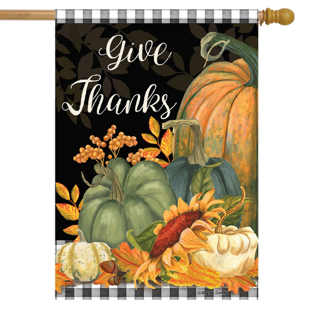 CHECKERED GIVE THANKS HOUSE FLAG