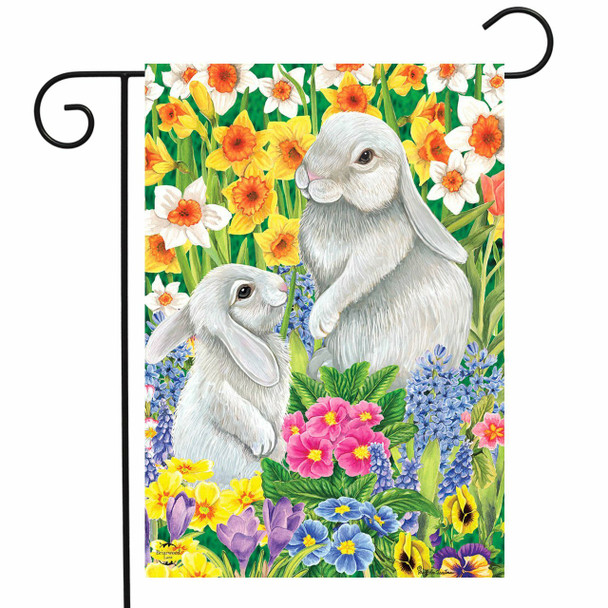 SPRING FRIENDS BUNNIES GARDEN FLAG