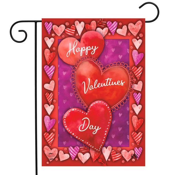 VALENTINES HEART TRIO GARDEN FLAG