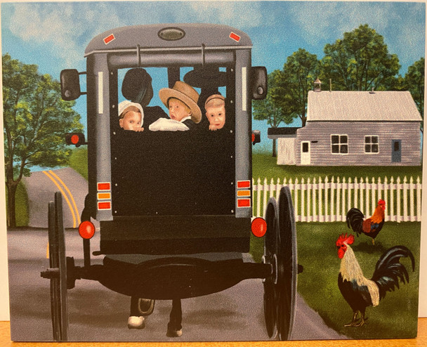 AMISH CHILDREN BUGGY RIDE BLOCK ART