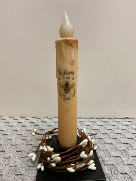 WELCOME TO OUR HIVE 7" LED TAPER TIMER CANDLE