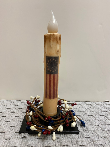 BETSY ROSS FLAG 7"  LED TAPER TIMER CANDLE