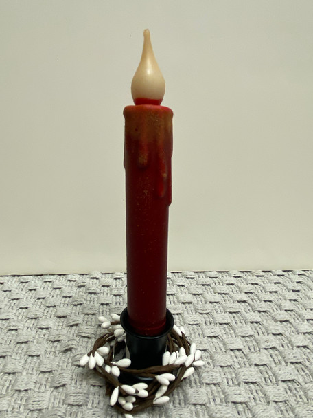  BURGUNDY TOP CINNAMON 7" LED TAPER TIMER CANDLE