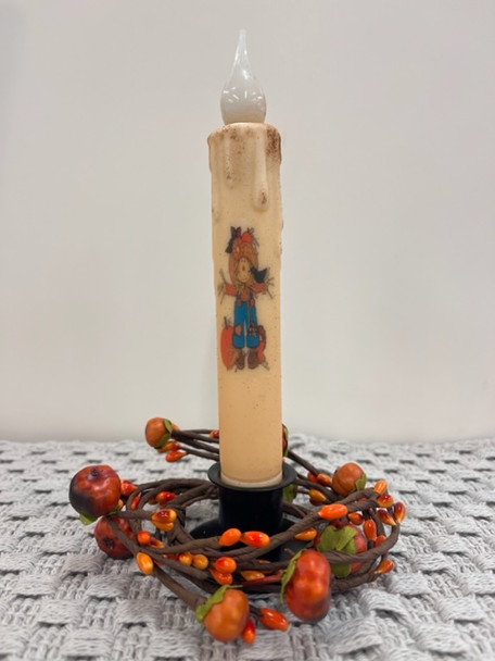 SCARECROW 7" CREAM  LED TAPER TIMER CANDLE
