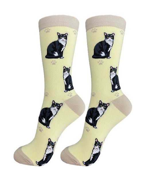 BLACK & WHITE CAT SOCKS FULL BODY CAT