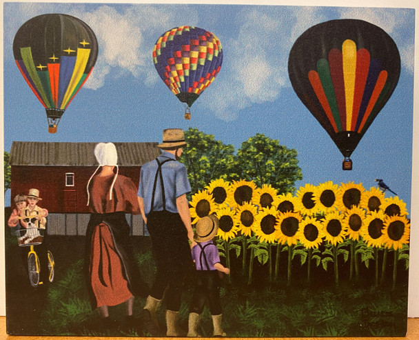 BALLOONS AND SUNFLOWERS 4.5 X 5.5 BLOCK ART