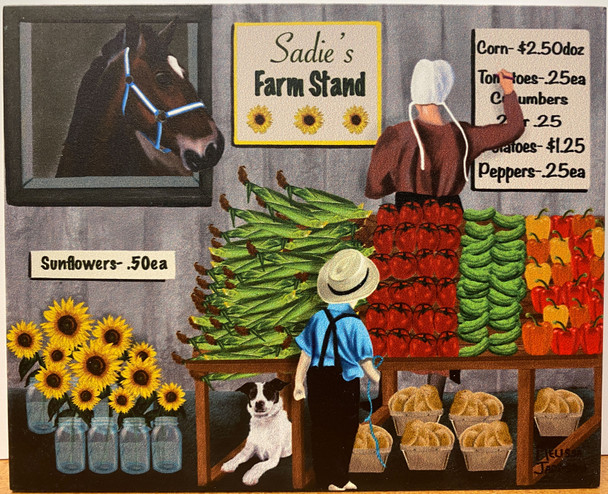 SADIES FARM STAND 4.5 X 5.5 BLOCK ART 