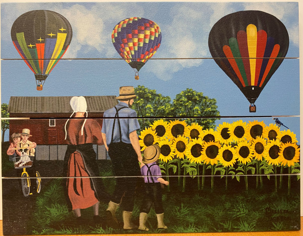 BALLOONS AND SUNFLOWERS 9X12 PALLET ART