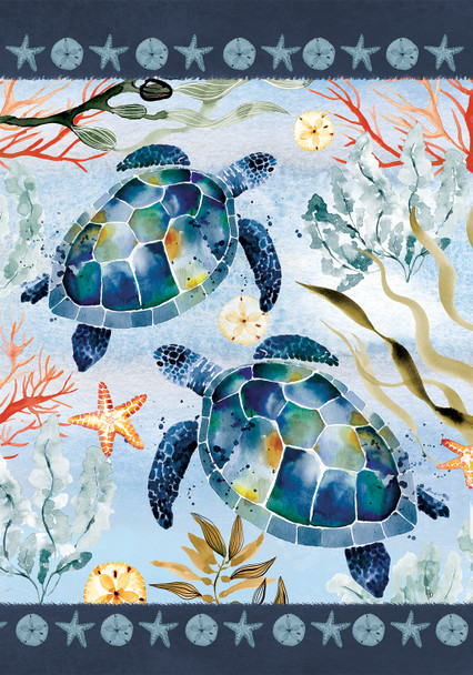 WATERCOLOR TURTLES GARDEN FLAG