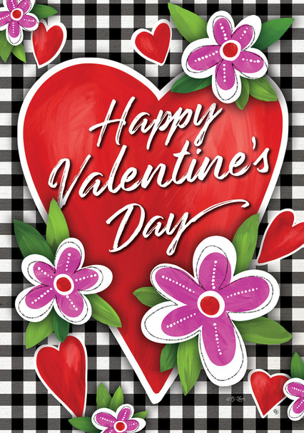 GINGHAM VALENTINE GARDEN FLAG