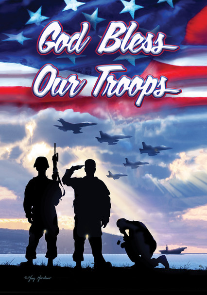  BLESS OUR TROOPS GARDEN FLAG
