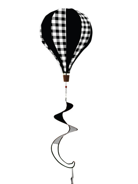BLACK AND WHITE CHECK DELUXE HOT AIR BALLOON WINDSOCK