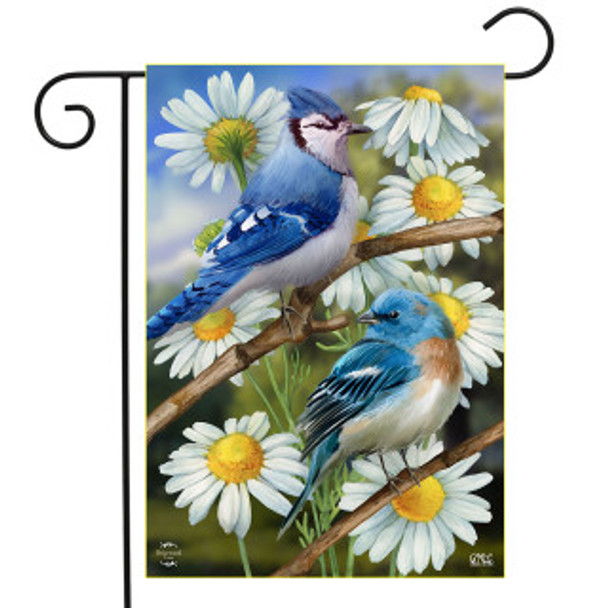 BIRDS AND DAISIES GARDEN FLAG