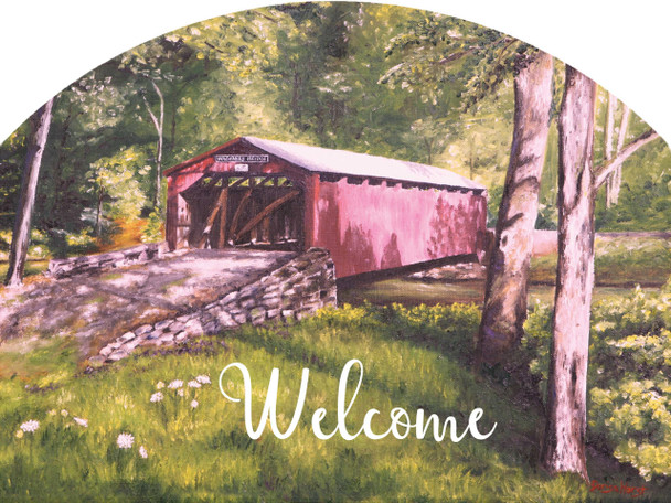 COVERED BRIDGE SUMMER SMALL SLIDER PLAQUE