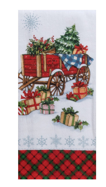 HOME FOR CHRISTMAS WAGON DUAL PURPOSE TERRY TOWEL