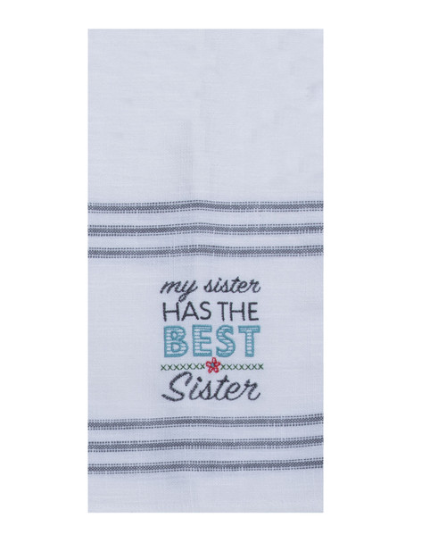 Snarkasms Best Sister Embroidered Tea Towel