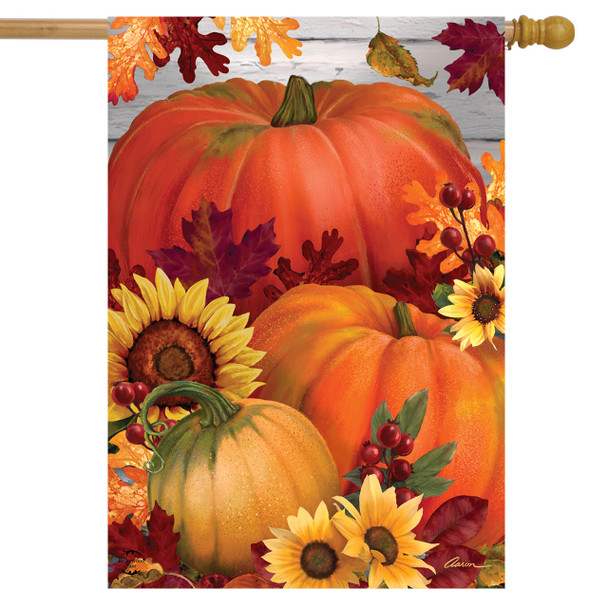 Autumn Pumpkin Trio House Flag
