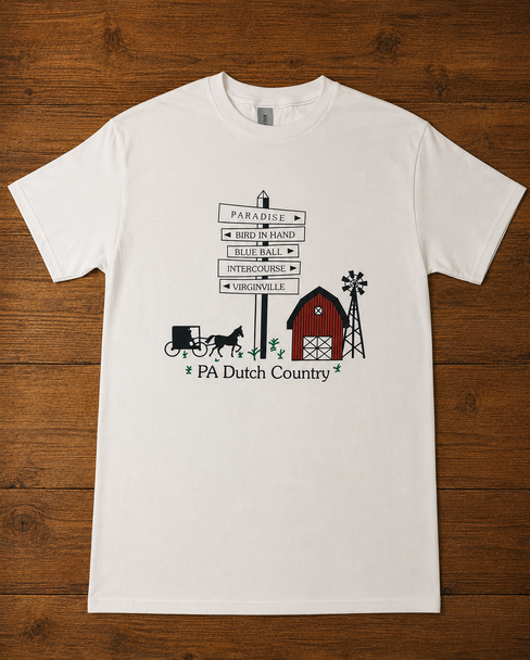 PA DUTCH ROADSIGN WHITE T-SHIRT-S
