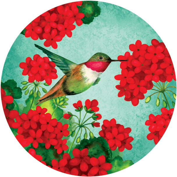 HUMMINGBIRD GERANIUM ACCENT MAGNET