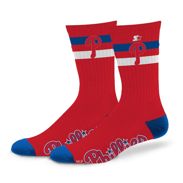 604 TMC 2 STRIPE PHILADELPHIA PHILLES RED MENS SOCKS