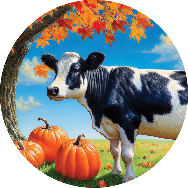 COW AND PUMPKINS ACCENT MAGNET