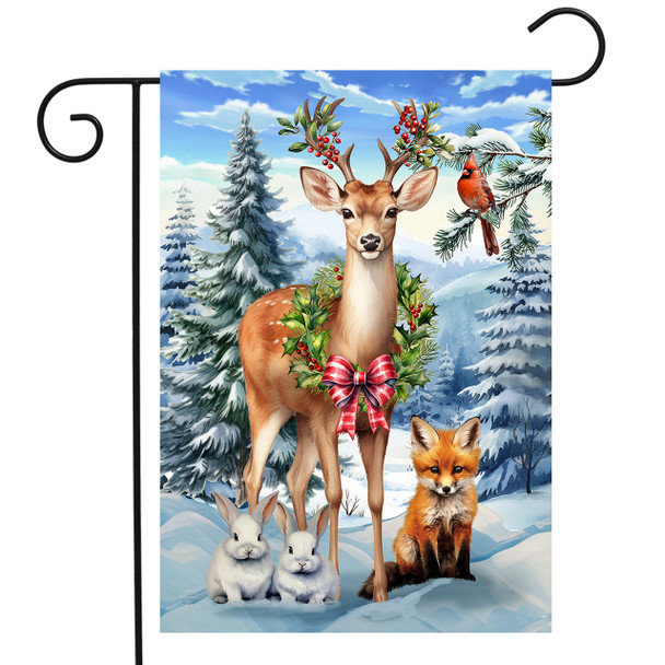 WOODLAND DEER GARDEN FLAG