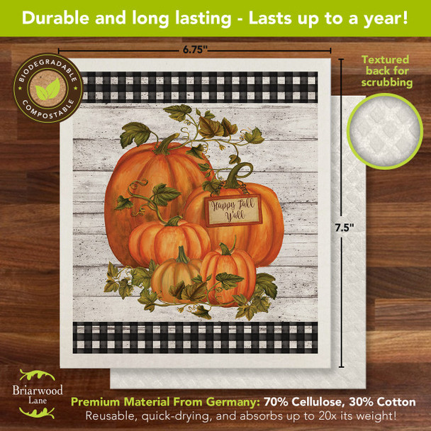 HAPPY FALL Y'ALL FARMHOUSE SWEDISH DISHCLOTH