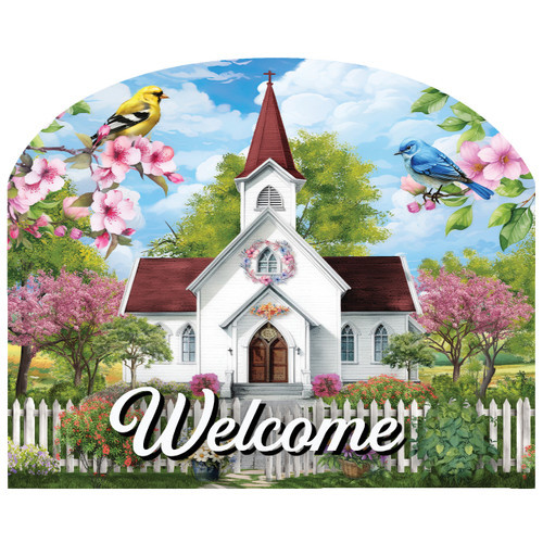 CHURCH IN SPRING ACRYLIC ART SIGN