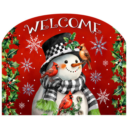  SNOWMAN WITH CARDINAL ACRYLIC ART SIGN