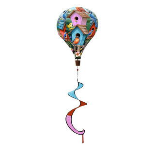 Spring Celebration Birdhouses Hot Air Balloon Spinner